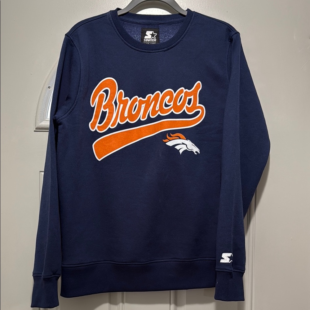 💙🧡 STARTER Broncos Navy and Orange Crewneck Sweater 💙🧡